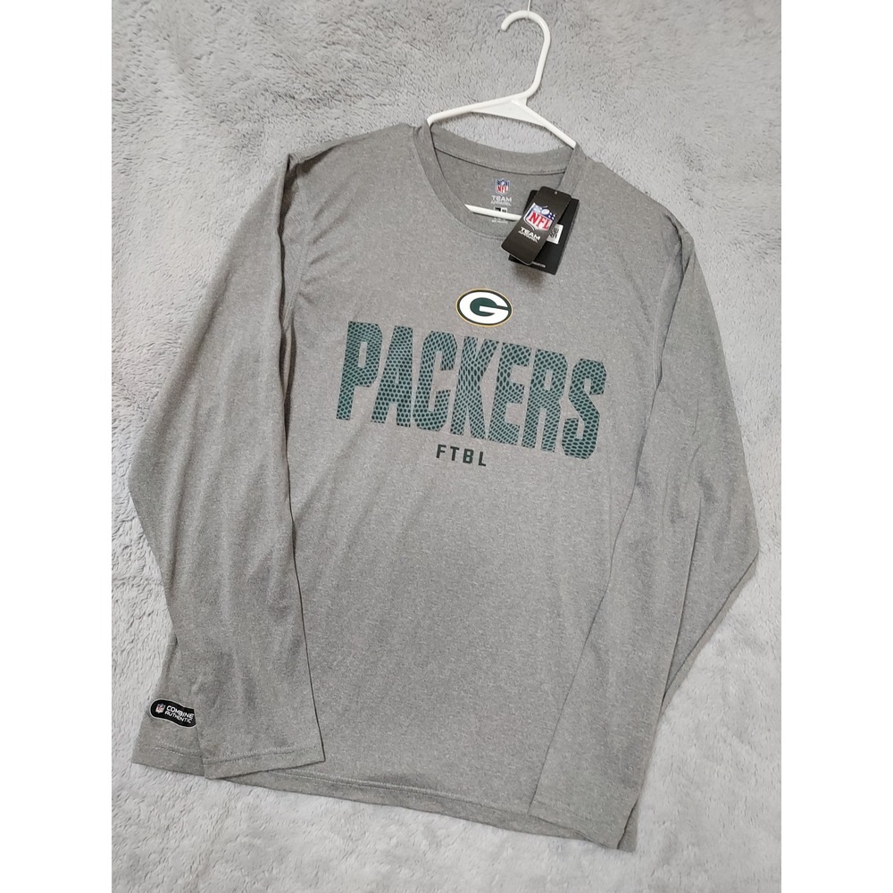 NEW Green Bay Packers Mens Large NFL New ERA Combine Long Sleeve Shirt Gray NWT